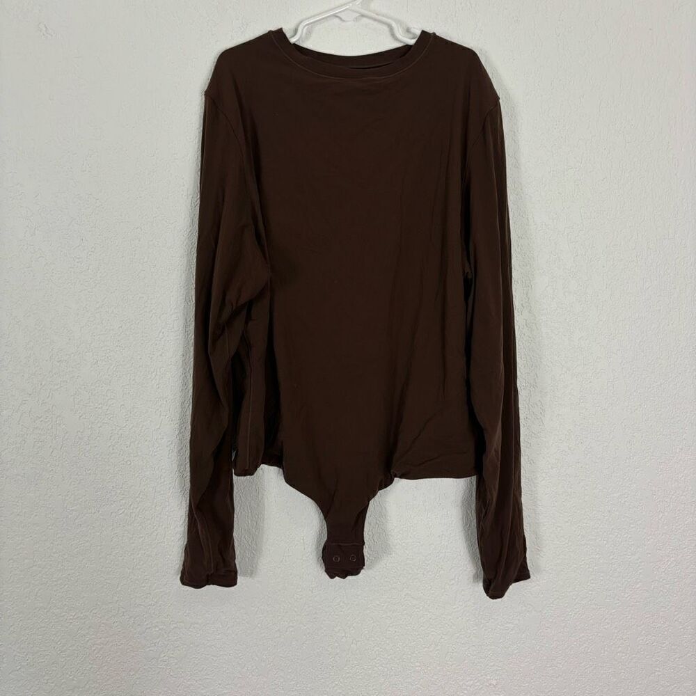 Skims Brown Long Sleeve Thong Bodysuit‎ 2X